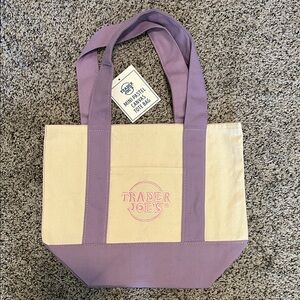 Trader Joe's Lavender & Cream Mini Canvas Tote